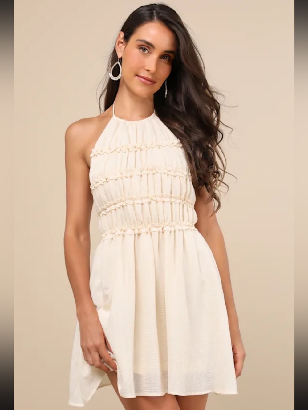 Lulus Cream Halter Sundress